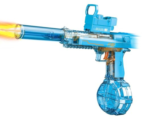 StimuVariety Pistolet à Eau Electrique Automatiques pour Adultes Enfants | Pistolets et Fusils à Eau avec Lumière LED, Jouets d'été pour Fête extérieure Piscine Plage pour Garçon Fille, Bleu