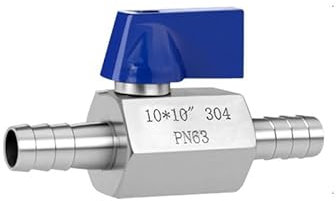 Kugelhahn aus Edelstahl, 12mm Widerhaken Absperrventil Pagodengelenk Garten Armatur für Wasser, Gas, Öl, Kraftstoff (10mm)