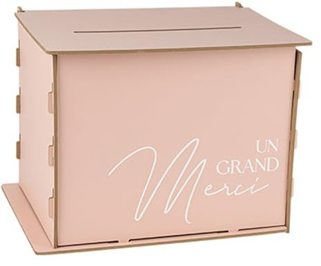 Artyfêtes Générique - URNE Bois Un Grand Merci 30X23.5X23,5CM Rose