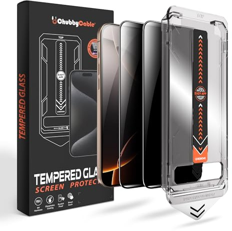 chubbycable Privacy Screen Protector for iPhone 16 Pro with Magic Installer & Self-Cleaning Adhesive, Anti-Spy Screen Protector