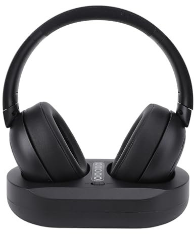 Plyisty Cuffie TV Wireless, Auricolare Bluetooth V5.3 con Base di Ricarica del Trasmettitore, Interfacce Ottiche e AUX da 3,5 Mm, Doppia Connessione, per (Spina europea)
