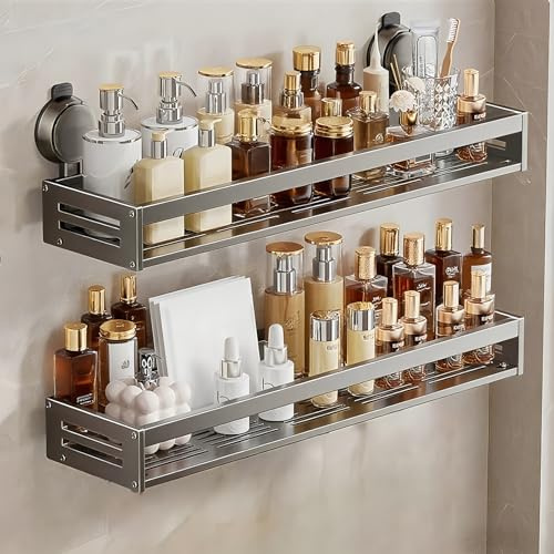 ONXE Shower Caddy Suction Cup,2 Pack No Drilling Removable Bathroom Shelves,Heavy Duty Shower Organizer and Storage with Large Capacity,Rack for Bathroom Accessories Decor (11.8 Inch)