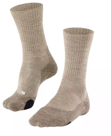 FALKE Men's TK2 Explore Wool M So Breathable Thick Anti-Blister Hiking Socks 1 Pair, Beige Natural 4200, 9.5-10.5