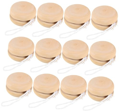BESTonZON 12 Stück Teiliges Holz Yo Yo Ball zum Bemalen DIY für Kreativität Handbemalt Fördert Fingerfertigkeit und Koordination als und Dekoration