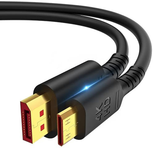4K DisplayPort to Mini HDMI Cable 5FT, DP to Mini HDMI Male Video UHD 1440P/2K@120Hz,4K@60 CL3 DP to Mini HDMI Uni-Directional Cord for NVIDIA, KYY,ARZOPA,VILVA,MNN, Portable Monitor