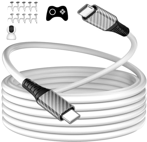 AIAUXAI USB C Cable 6M 60W Extra Long Power Extension Cable Type C,White | USBC to USBC Fast Charging Cord for iPhone 17 16 Pro Max/MacBook/iPad/Eufy Mi Security Cameras/Samsung S26 S25 S24 S23/Laptop