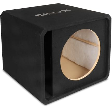 NVX NE151P - Caja de subwoofer con puerto de ranura individual de 15 pulgadas, caja de subwoofer MDF de 3.5 pies cúbicos con relleno de polietileno, afinación de 38 Hz, terminales de resorte, acabado