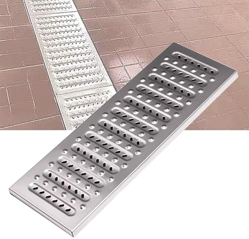 Grille de Drainage, Grille Caillebotis en Acier Inoxydable, Grille Caniveau Exterieur pour Sous-Sol, Allée, Cour, Jardin, Antidérapant et Détachable(40 * 58cm/16 * 23in)