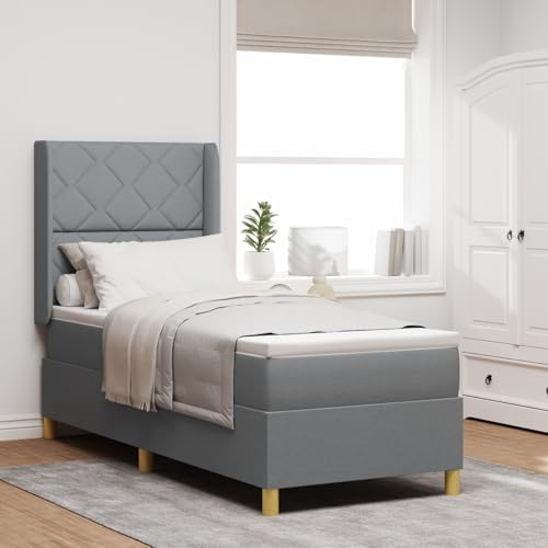 ZQQLVOO Boxspringbett mit Matratze Hellgrau 80x200 cm Stoff Taschenfederkern Matratze für erholsamen Schlaf mit Komfortschaum und unabhängigen Federn für optimale Druckentlastung