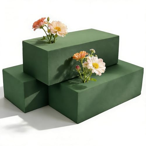 ZoneYan Spugna Fiori per Bouquet di Fiori Freschi e Artificiali, 3 Pezzi Schiuma Umida e Secca Verde, Schiuma per Fiori per Composizioni Floreali, Realizzare Decorazioni Floreali 22,5x11x7,5cm