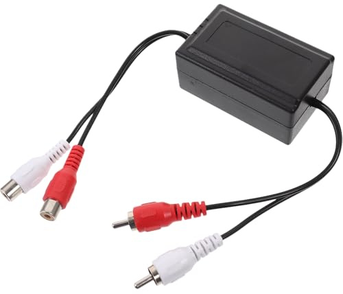 Filtre Audio Voiture Modèle 002 pour Signaux RCA, du Bruit | Suppression des Parasites D’alternateur, Installation Stéréo Auto, Boîtier Noir en Plastique et Alliage