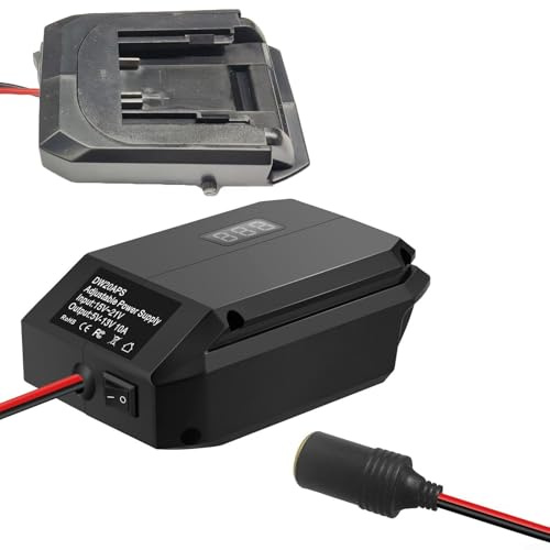 Adaptateur DC 18 V pour DCB200, transforme l'alimentation de la batterie en 12 V pour gadgets de voiture, sortie 10 A avec fonctions de protection contre les surcharges (pour DCB200)