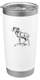 Caza al aire libre Rocky Mountain Bighorn Sheep Ram Full Curl Vaso térmico de acero inoxidable de doble pared
