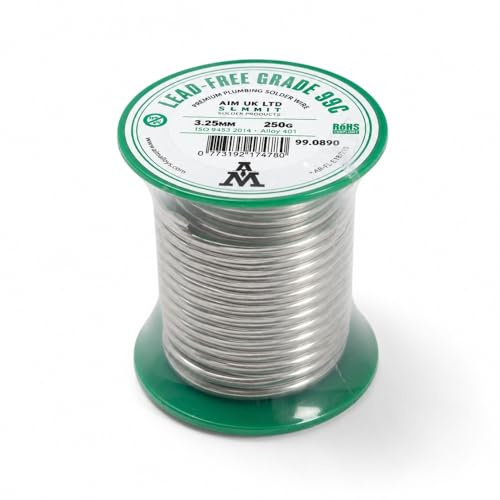 LavaPlumb – Lead-Free Solder Wire 3.25mm Tin Copper Alloy Plumbing Solder for Copper Pipes Central Heating and Potable Water Systems Safe Soldering Wire Silver Solder Alternative (250G)