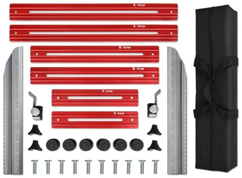 Jectse Metal Stair Tread Jig Durable Stair Tread Template Tool for Accurate Transfers on Various Materials, Suitable for Stairs and Cabinets, Aluminum Alloy with Screw Caps and Locking Clips