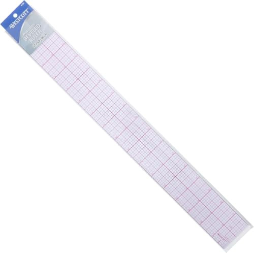 Westcott LetterCraft B-85-Lineal, abgeschrägt, transparent, Achtel, 45,7 cm (18 Zoll)