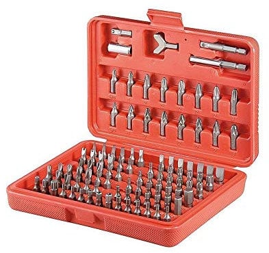 Goobay 77045 Bit Set Universal 100 Teile / Bitsatz mit magnetischen Bithalter 6,35mm / S2 Werkzeugstahl / Steckschlüsselsatz inkl. Box / Magnetische Bits / Bitbox Werkzeugset