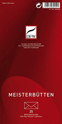 Briefumschlag Meisterbütten - DIN lang, gefüttert, 80 g/qm, 25 Stück