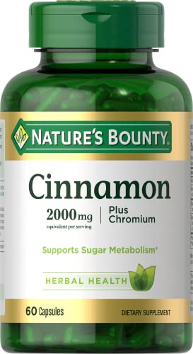 Nature's Bounty Cinnamon 2000mg Plus Chromium, 60 Capsules