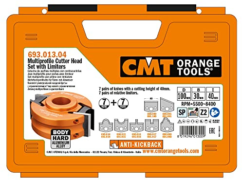 CMT ORANGE TOOLS 693.013.04-7-TEILIGES ALUMINIUM-MULTIPROFILSET MIT ABWEISER D=100X40 F=30