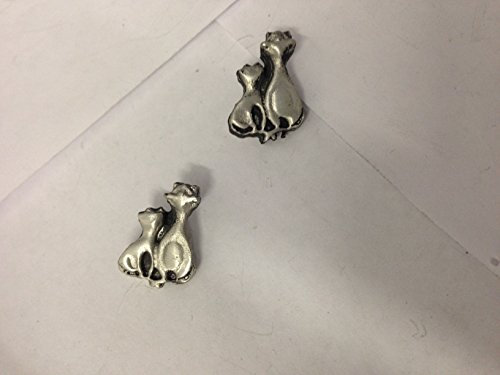 Zwei Katzen E8 English Pewter Manschettenknöpfe von SB