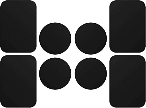 ivoler 8 Piezas láminas Metálicas, Muy Finas Reemplazo de Placas de Metal con Adhesivo para Soporte Movil Coche Magnético/Soporte iman movil Coche - 4 Redondas y 4 rectangulares,Negro