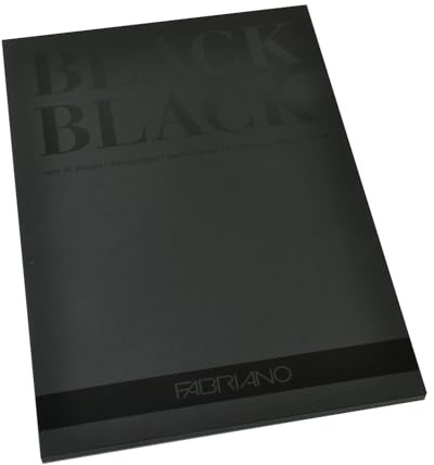 Honsell Fabriano 19100390 Black Pad Deep Black Paper with Matt Uncoated Surface 300 g/m² DIN A4 20 Sheets Ideal for Pastels, Crayons and Markers