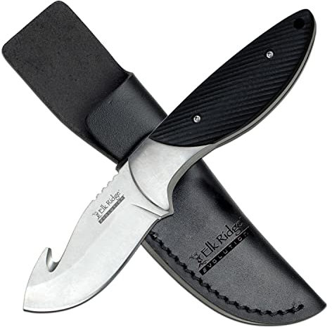 Elk Ridge Evolution G10 ELK Guthook - Jagdmesser - Schwarz , Klinge sehr scharf, Klingenlänge: 7,1 cm