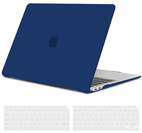 TECOOL Hülle Kompatibel mit MacBook Air M1 (A2337) / MacBook Air 13 Zoll Retina 2020 2019 2018 (A2179 A1932), Ultradünne Schutzhülle Hartschale Case mit Tastaturschutz (EU Layout), Marineblau