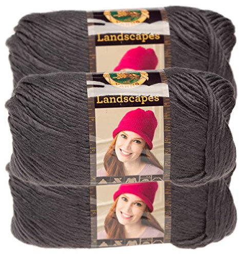 Lion Brand Yarn Garn-Anthrazit, Acryl, 100% Acryl, 3er-Pack, 100g, Dunkelgrau, Maschinenwaschbar, Stricken, Häkeln, Basteln