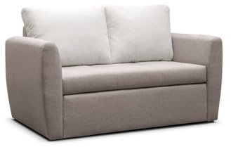 Sofa Sessel mit Schlaffunktion Kindersofa Schlafsessel mit Bettfunktion Gästebett Klappsofa Bettfunktion mit Bettkasten Mini Couch 2-Sitzer Sofagarnitur Jugendzimmer SARA 120 MOEBLO (Cappuccino)