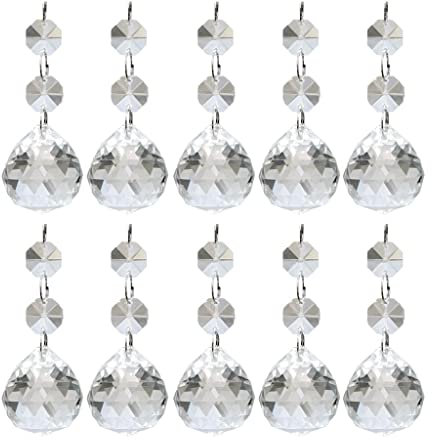 10 Pcs Colgante de Cristal Octágono Colgante de Lágrima Prismáticas de Adornos de Cristales para Candelabros, árboles de Navidad, Lámparas,