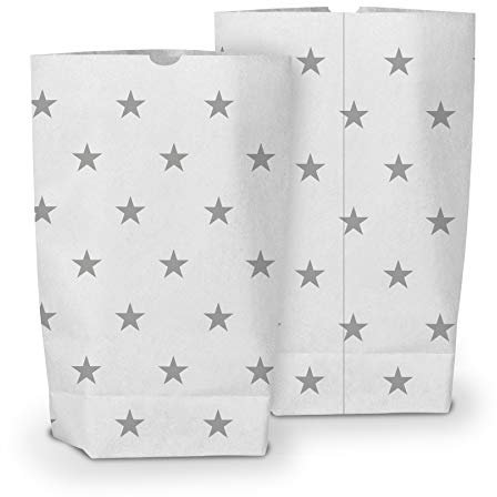 itenga Geschenktüten I Papiertüten I Bodenbeutel aus Papier I Muster Geometrie Sterne Streifen I Weihnachten I Geschenk I Gastgeschenk zum Füllen I 17,0x26,0 cm (Sterne, 25)