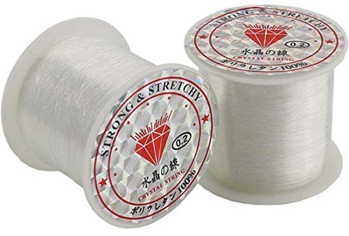 Rosetor, filo da pesca in nylon trasparente, 2 pezzi, diametro 0,2 mm, per perline fai da te