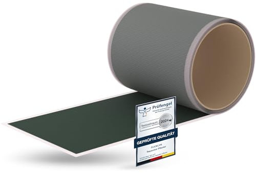 Flickly® Selbstklebende Reparatur Flicken | LKW, Anhänger, Zelt, Markisen, Camping, Sonnenschirme, Pool | in vielen Farben erhältlich | 2,5 m x 100 mm | (RAL6005) Moosgrün