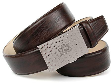 Anthoni Crown Herren Ledergürtel Gürtel, Dunkelbraun, 100