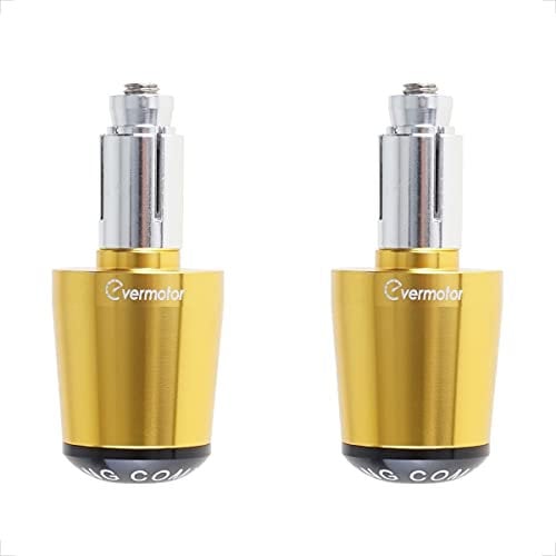 Evermotor [Ø22mm (7/8)] 2 X Motorrad CNC Aluminum Lenkergriffe Lenkerenden, Motorrad Lenkergriffe Endkappen für Meisten Motorrand/Roller Kappen Golden