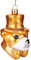 BRUBAKER Stylischer Hund mit Hut und Fliege Gold - Handbemalte Weihnachtskugel aus Glas - Mundgeblasener Christbaumschmuck Figuren lustig Deko Anhänger Baumkugel - 10 cm
