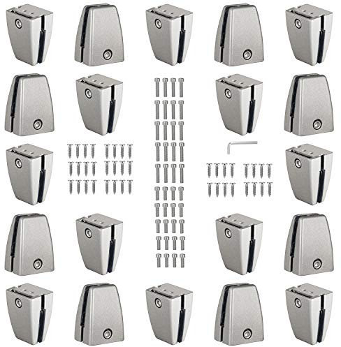 20 PCS Office Desk Partition Support Bracket,Desk Divider Clamp Brackets Shelf Clip Clamp Holder Screen Clip Holders,Desk Privacy Screen Clips Clamps Sneeze Guard Bracket Support 0-1/2 Panel (Silver)