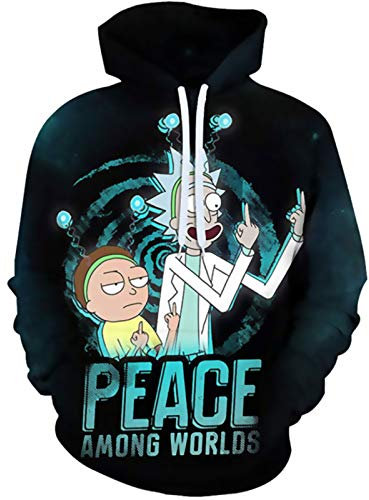 Rick and Morty Kapuzenpullover mit Tasche, Cartoon Charakter Paar Pullover (RM05-L/XL)