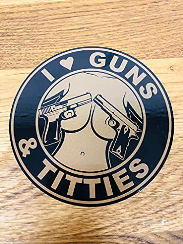 I Love Guns & Titties Aufkleber Sticker Fun Auto Retro Oldschool Bobber Mi495