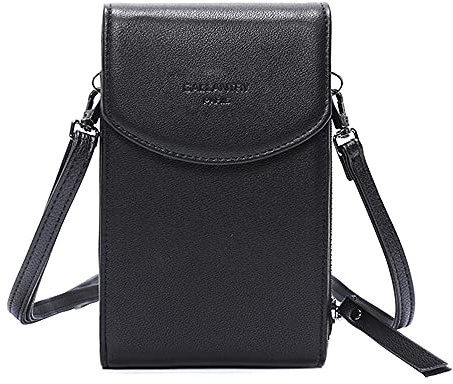 Gallantry - Sac Pochette Bandoulière Téléphone Portable Femmes - Mini Sac Smartphone Zippé 6.5 Pouces Iphone 12 13 Pro - Multifonction CB PU Cuir Léger - Noir