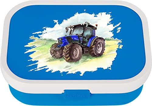 EZYshirt® Traktor mit Wunschnamen | Trecker Aufdruck Personalisierte Brotdose mit Bento-Einsatz