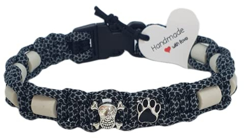 EM-Keramik-Halsband für Hunde/EM - Hundehalsband/EM Band - kleiner Räuber/grau-schwarz