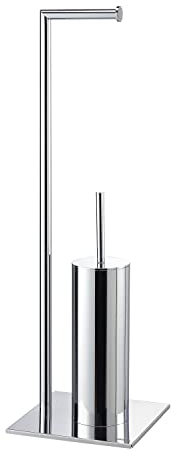 Sealskin Tube Stand WC-Garnitur mit Toilettenpapierhalter und Toilettenbürste, Toilettenbutler freistehend , WC-Butler aus Metall, Farbe: Chrom