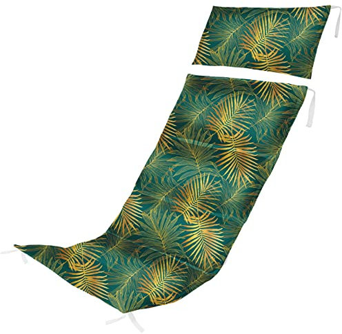 Ferocity Palm Grüne Holz-Liegestuhl Auflage für Klappbar Klappliegestuhl Wasserabweisende Polster Hochwertiges Polyester Kissen mit Watte in der Farbe Palm Grün [145]