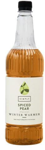 SIMPLY Spiced Pear Winter Warmer Syrup (1 Litre) | Vegan and Nut Free Flavoured Syrup for Hot Drinks