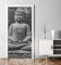 MyMaxxi - Tür bekleben mit Türtapete Türposter Türfolie Selbstklebend 90x200 Buddha Statue - Tür verschönern ? Türaufkleber Türklebefolie Buddhismus Religion grau weiß