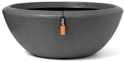 Capi Europe - Schale niedrig Arc Granite - 61x25 - Anthrazit - Blumentopf für den Innen- und Außenbereich - Bruchfest - 100% recycelbar NATS8081