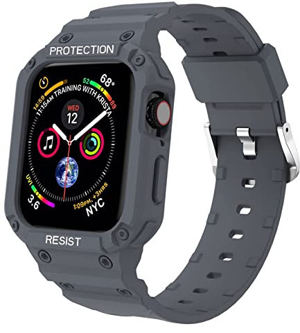 Lysun Compatibile con Apple Watch Band 42mm 44mm 45mm cinturini trasparenti per Apple Watch Serie SE 7 6 5 4 3 2 1, cinturino sportivo con custodia protettiva
